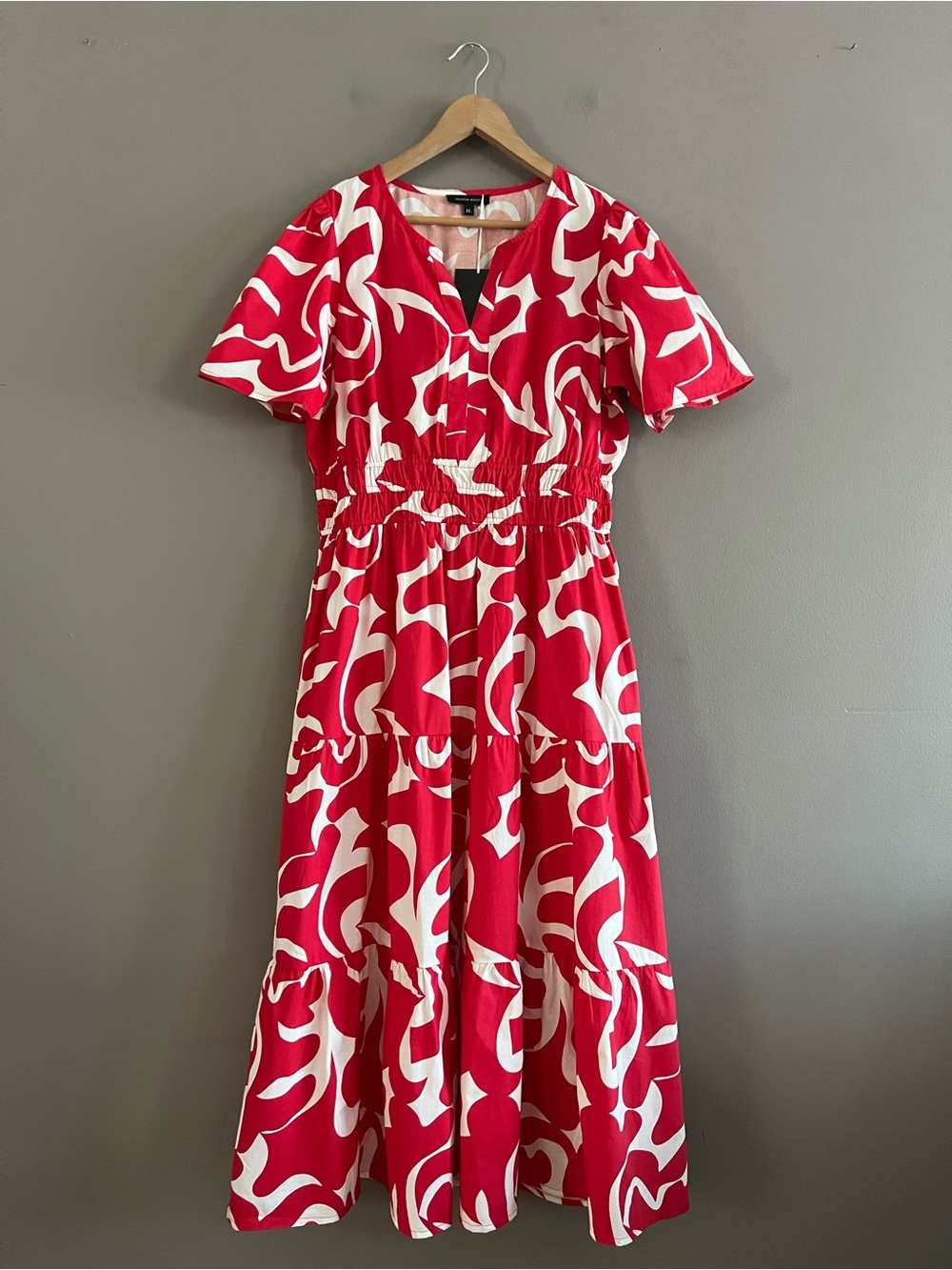 Anthropologie Meadow Rhodes Abstract Print Smocked Waist Tiered Maxi Dress XL